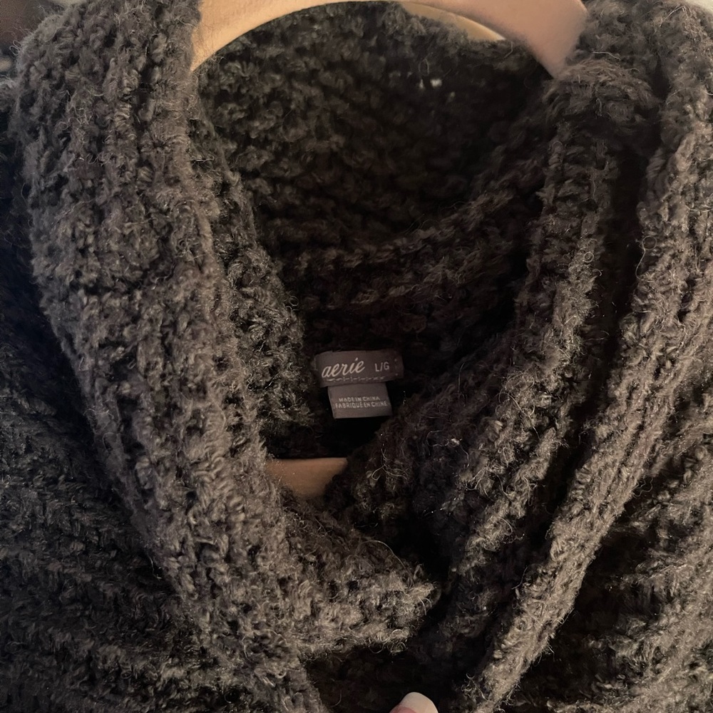 Aerie Babe Chenille Turtleneck in Smoked Gray Size L - Picture 3 of 4